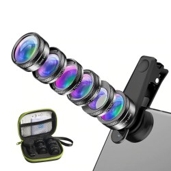 Lentes6 en 1 - lente de cámara telefónica universal - fisheye - ángulo amplio - macro - filtro CPL/Star ND32 - para teléfonos...