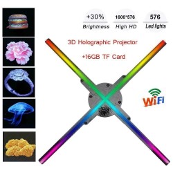 Iluminación de escenarios y eventos3D hologram projector fan - 576 LEDs - WiFi/PC Control