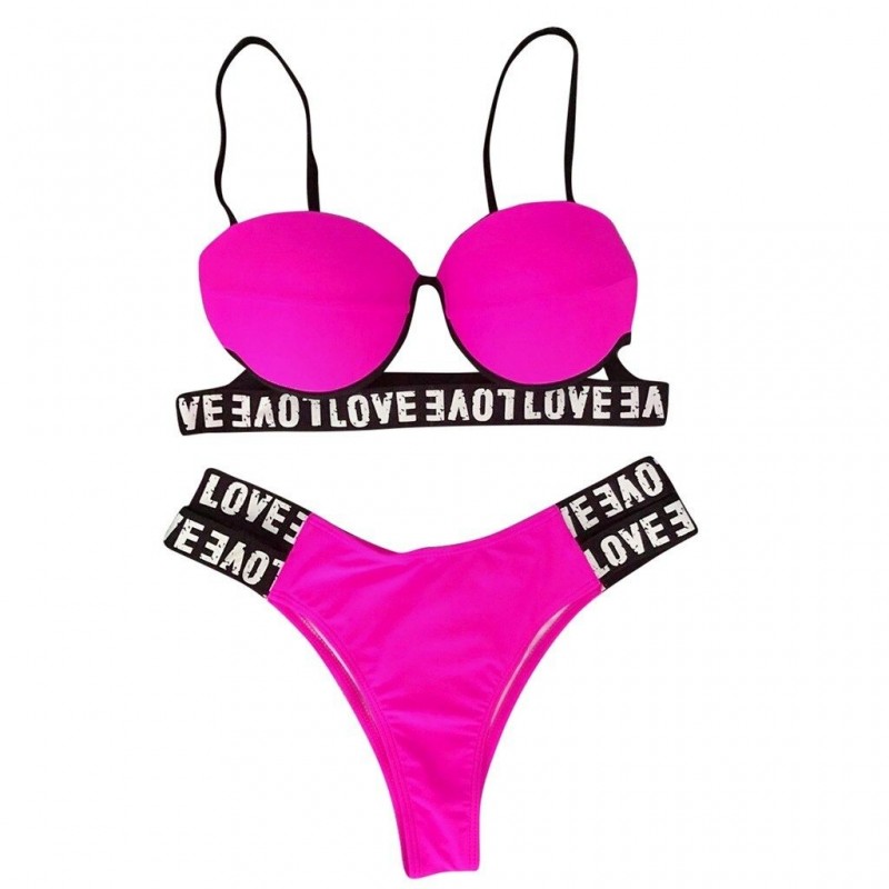 Baño y ropaLeopard print - bathing suit for women - 2 piece - with love design