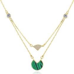 Collar925 sterling silver necklace - with gold chain - malachite