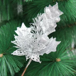 NavidadArtificial flowers with glitter - Christmas tree - 1pc