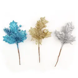 NavidadArtificial flowers with glitter - Christmas tree - 1pc