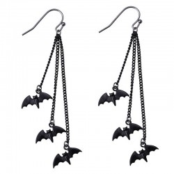 AretesLong earrings with bat decoration - Halloween props