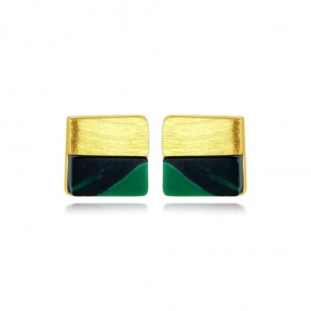 Luxurious square stud earrings - with turquoise - 925 sterling silverEarrings