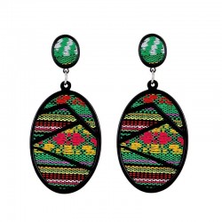 AretesBohemian style - oval pendant - drop earrings