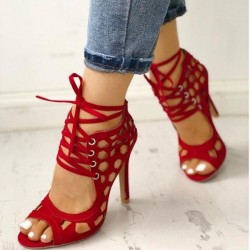 Sexy high heel sandals - lace-up - ankle length - cut-out holesPumps