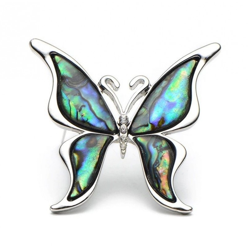 BrochesMariposa con una cáscara de colores - un broche de metal