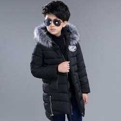 Warm down jacket - with fur collar - for boysKids