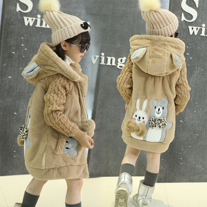 Warm fur coat - polar jacket - with hoodKids