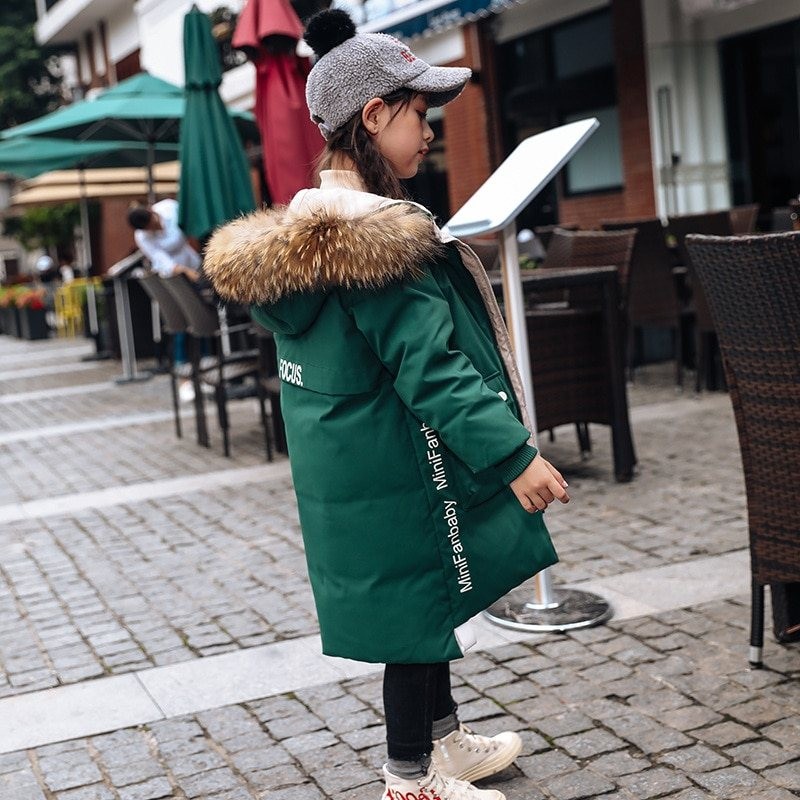 Thick winter jacket - with fur hood - waterproofKids