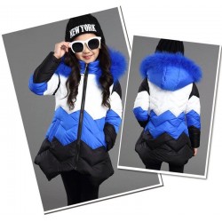 Warm down jacket - with detachable fur hoodKids