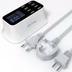 Cargadores8 puertos USB Cargador rápido - adaptador de potencia - Smart IC - con pantalla y detección automática