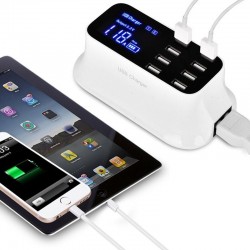 Cargadores8 puertos USB Cargador rápido - adaptador de potencia - Smart IC - con pantalla y detección automática