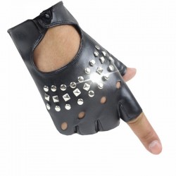 GuantesGuantes de cuero - diseño de medio dedo - con remaches - unisex