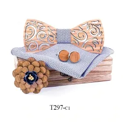Pajaritas y corbatasWooden necktie set - with cufflinks / handkerchief