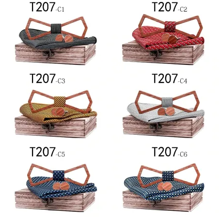 Pajaritas y corbatasHollow vintage wooden neckties - with cufflinks