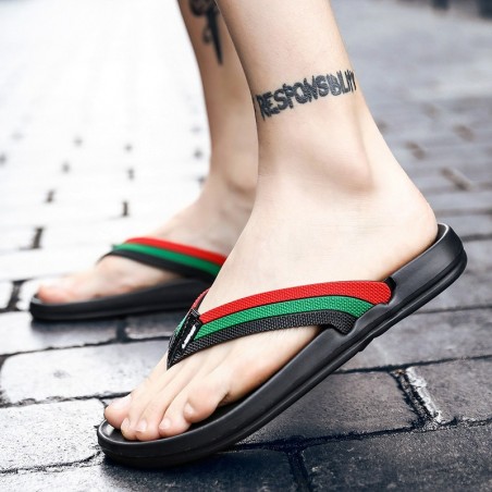 SlippersLeather slippers - flip flops - striped design