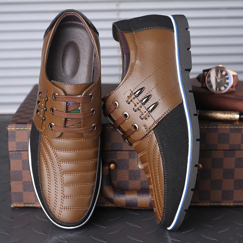 Casual leather shoes - breathable - with lacesShoes