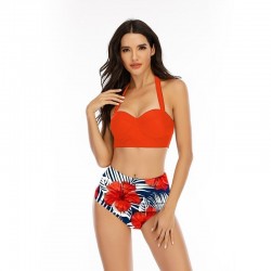 Sexy bikini set - with push-up - high waist - sunflowersBeachwear