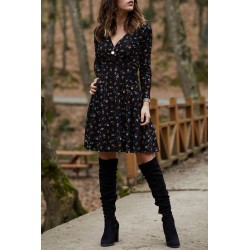 VestidosFloral - v-neck - long sleeve dress