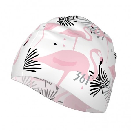 NataciónFlower flamingo swimming cap - long hair protection - silicone - women