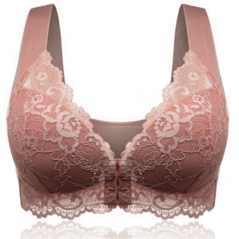 Lenceríasujetador de encaje sexy - sin alambre - push-up - con hebilla frontal ajustable