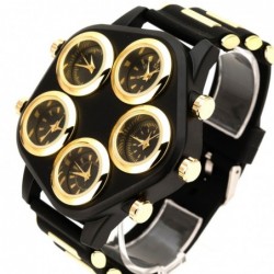 Fashionable sports watch - five time zone - large dial - silicone strapWatches