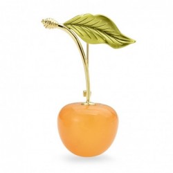 Enameled cherry with a leaf - broochBrooches