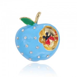 BrochesBlue bitten apple brooch - with crystal decoration