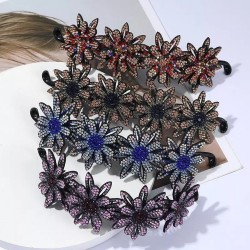 Floral hair clip - bun maker - claw - with sparkling rhinestonesHair clips