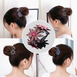 Floral hair clip - bun maker - claw - with sparkling rhinestonesHair clips