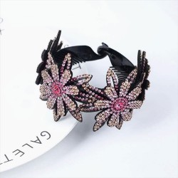 Floral hair clip - bun maker - claw - with sparkling rhinestonesHair clips