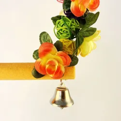 AvesWooden bird swing - with flowers / bells decoration