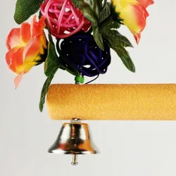 AvesWooden bird swing - with flowers / bells decoration