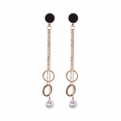AretesRose gold tassel earrings - with crystal decoration