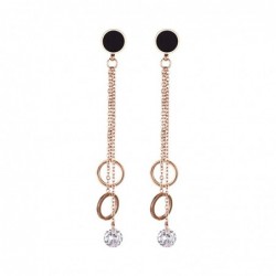 AretesRose gold tassel earrings - with crystal decoration