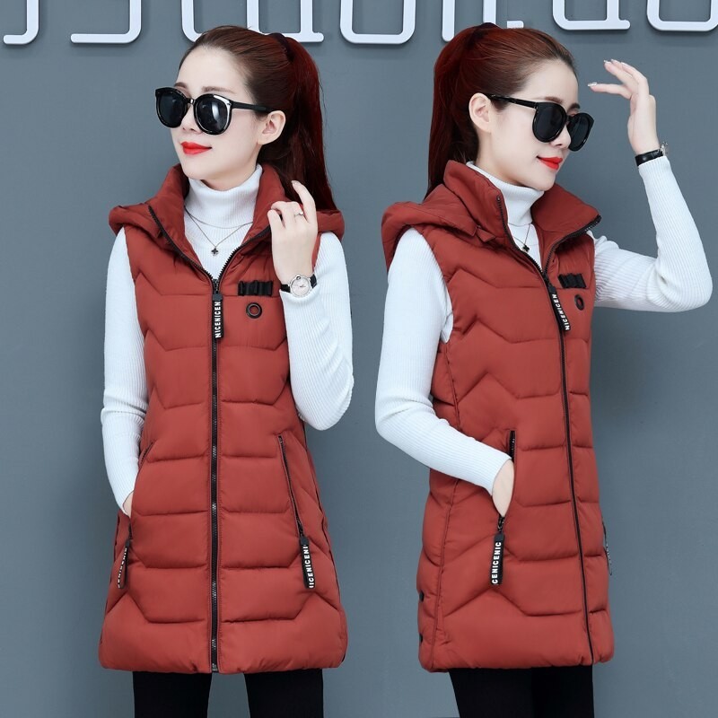 ChaquetasFab - winter sleeveless long vest coat - hooded