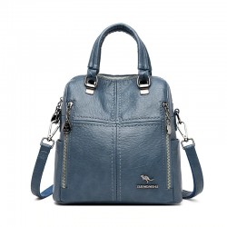 MochilasLeather shoulder bag - with multi zippers / hand strap