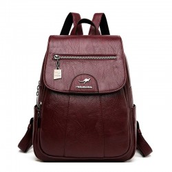 MochilasLeather backpack - with hand strap / front zipper