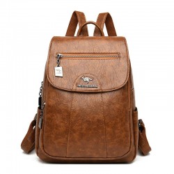 MochilasLeather backpack - with hand strap / front zipper