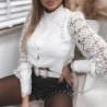 Blusas y camisasWhite floral blouse - with v neck / turndown / stand collar