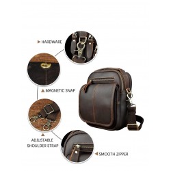 Leather shoulder / crossbody bag - with zippers / pocketsBags