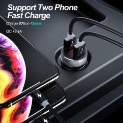 QC 3.0 - dual USB - phone car charger - LED digital display - quick chargingInterior accessories