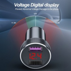QC 3.0 - dual USB - phone car charger - LED digital display - quick chargingInterior accessories