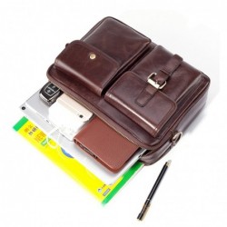 Vintage shoulder bag - with strap / zippers - genuine cowhide leatherBags