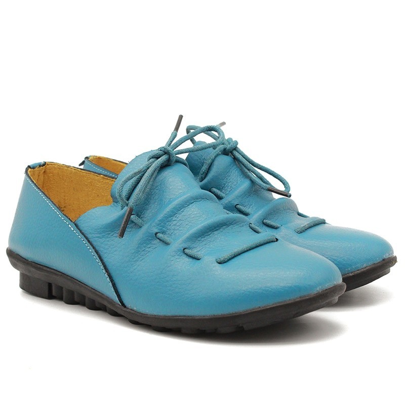 Soft flat shoes - with laces - pleated leatherShoes