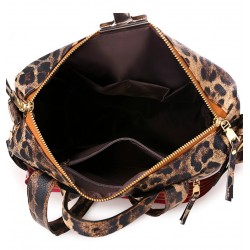 MochilasLeather backpack - with multicolored strap