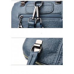 MochilasLeather shoulder bag - with multi zippers / hand strap