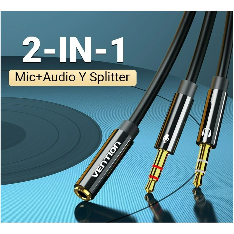 Headphone splitter - audio AUX cable - 3.5mm jack - female to 2 maleSplitters