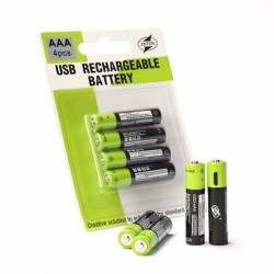 Batería y CargadoresRechargeable batteries -1.5 v -600mah - 4pcs- USB - quick charging